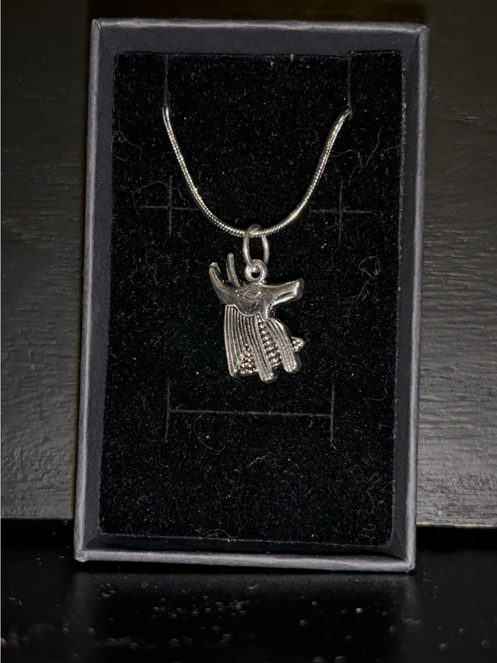Sterling Silver Egyptian Anubis Pendant Necklace - Silver
